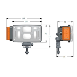 Proiettore a LED 10-30 V con freccia movibile e 4 posizioni di montaggio