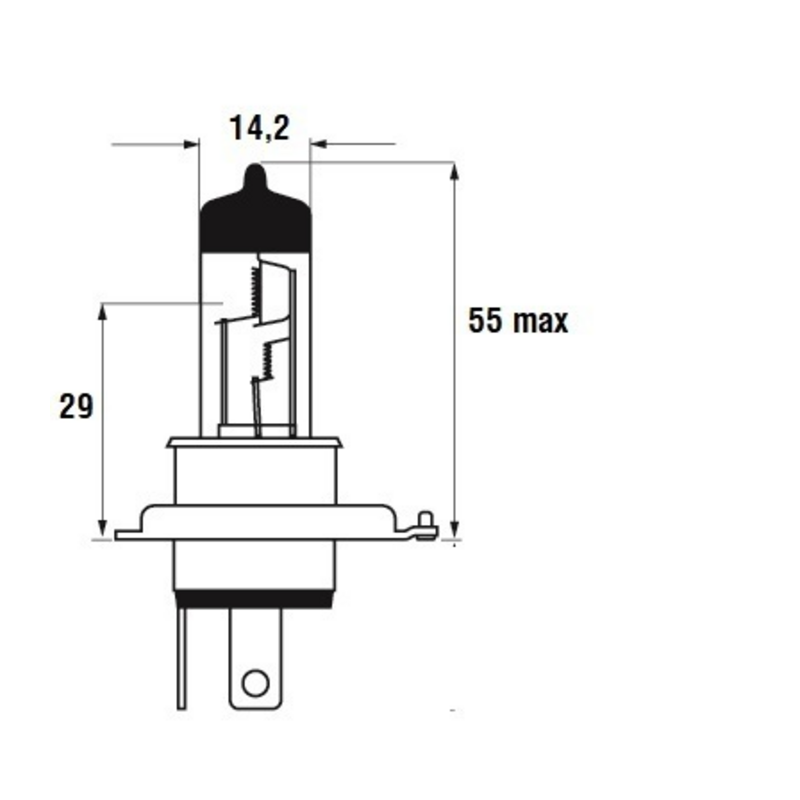 Lampadina alogena H4 12V 60/55W P45t