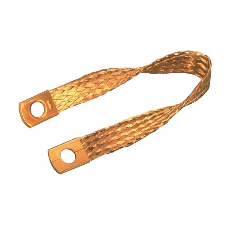 TRECCIA  DI MASSA FLESSIBILE IN RAME 400 MM, SEZIONE 16 MM², FORI Ø 10,5 MM