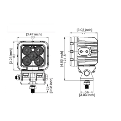 Faro lavoro LED quadrato 10-30V, 50W, 4200LM, 5 LED, raggio ampio/largo