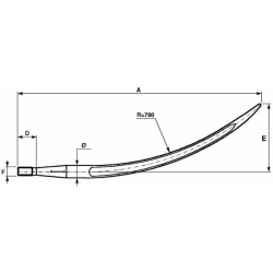 PUNTA CURVA PER FORCA LETAME Ø36x810 MM