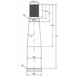 PUNTA FILETTATA CARICAMENTO FRONTALE Ø 42x980 MM