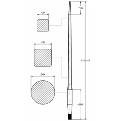 PUNTA FILETTATA CARICAMENTO FRONTALE Ø 42x1100 MM