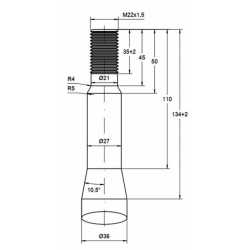 PUNTA PIEGATA PER FORCA LETAME Ø 36x815 MM, FILETTO M22
