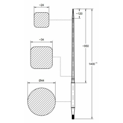 PUNTA FILETTATA PER CARICATORE FRONTALE Ø 42x1400 MM