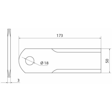 COLTELLO TRINCIAPAGLIA 173X50X3 FORO Ø 18MM