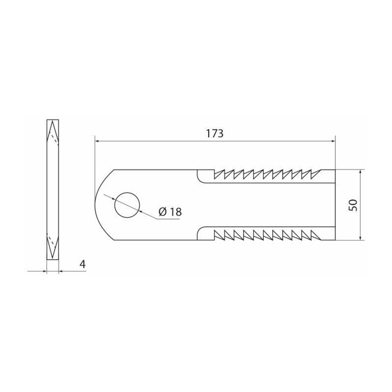 COLTELLO TRINCIAPAGLIA 173X50X4  FORO Ø 18