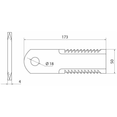 COLTELLO TRINCIAPAGLIA 173X50X4  FORO Ø 18