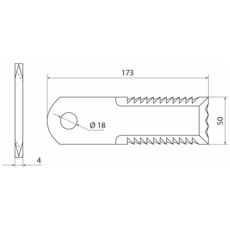 COLTELLO TRINCIAPAGLIA 173X50X4, ø FORO 18MM