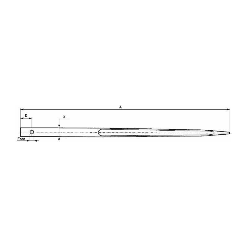 PUNTA FORATA CARICAMENTO FRONTALE Ø 44x980 MM