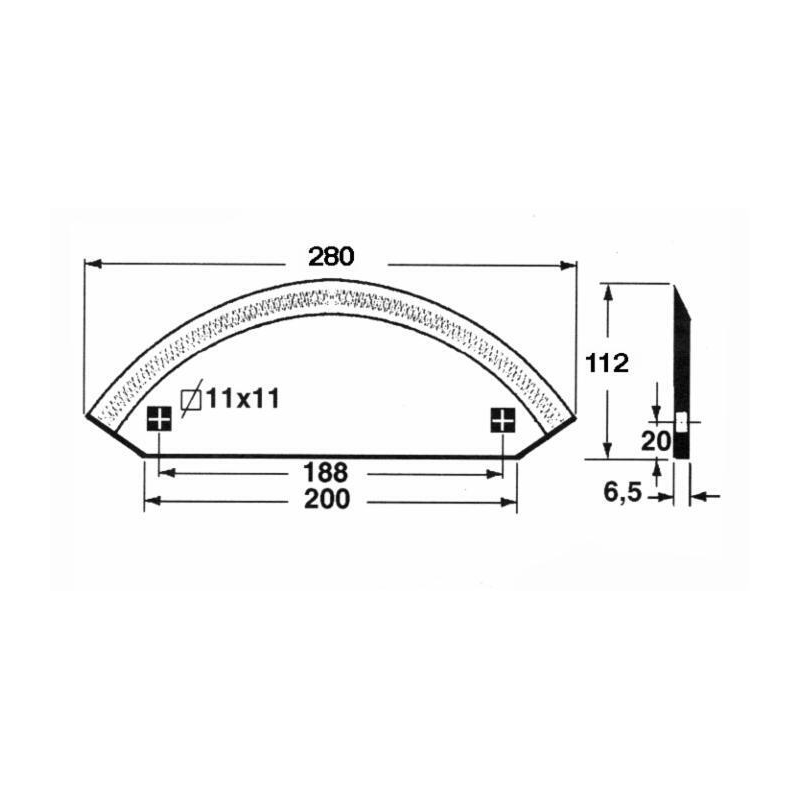 COLTELLO PER CARRI MISCELATORI LISCIO 280X112