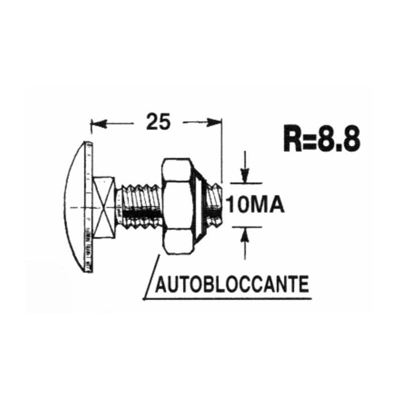 BULLONE M10X25 (+ DADO R8.8) PER COLTELLO CARRO MISCELATORE