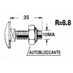 BULLONE M10X35 (+ DADO R8.8) PER COLTELLO CARROMISCELATORE