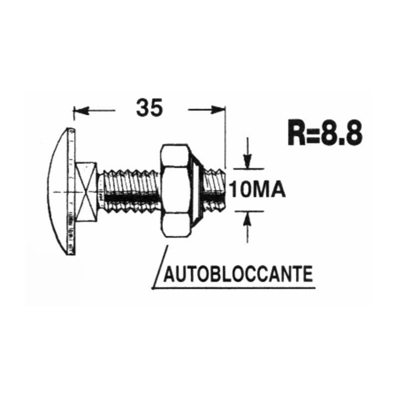 BULLONE M10X35 (+ DADO R8.8) PER COLTELLO CARROMISCELATORE