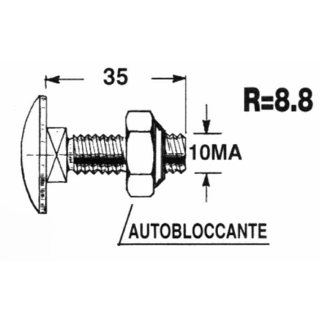 BULLONE M10X35 (+ DADO R8.8) PER COLTELLO CARROMISCELATORE