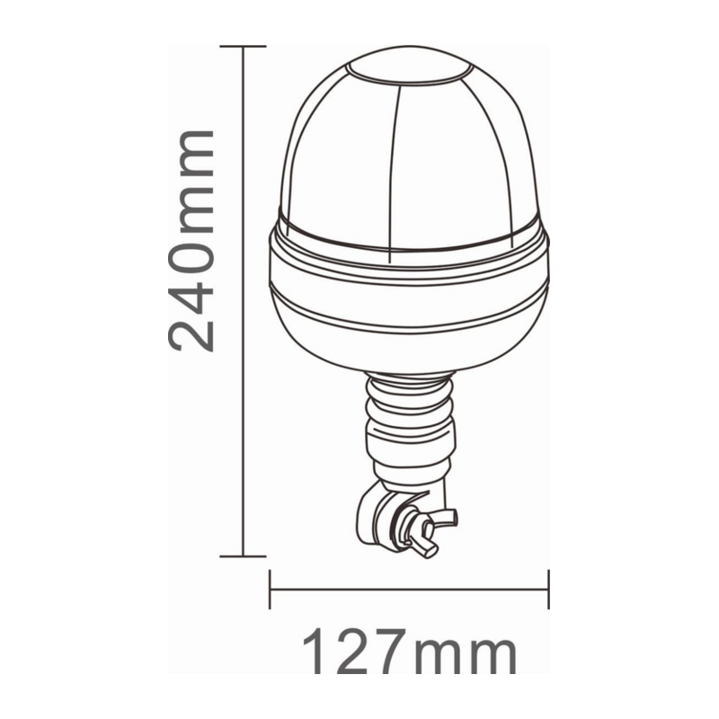 Lampeggiante a LED 12-24V base ad asta flessibile, 24 LED, 16W, IP67