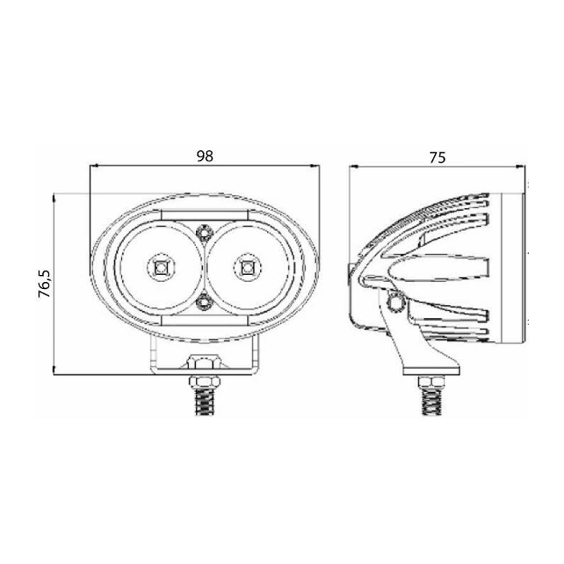 Faro lavoro ovale a LED luce blu 10-60V, 10W, 1000LM, 2 LED, carrello elevatore