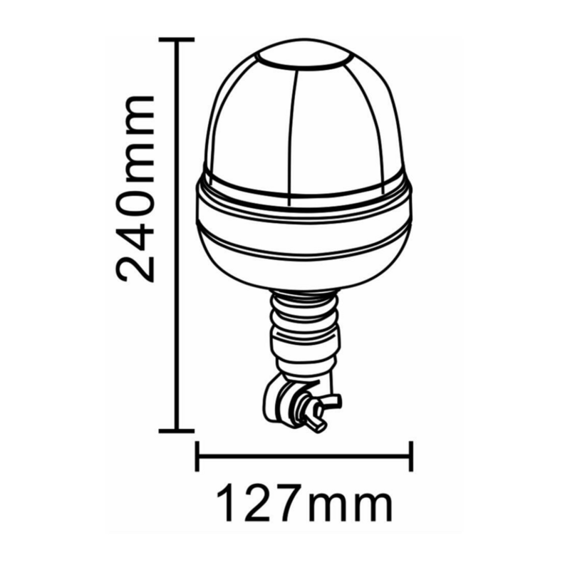 Girofaro alogeno 12V base ad asta flessibile, 55W, IP66