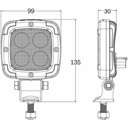 Faro lavoro quadrato a LED luce blu, 10-30V, 16W, 180LM, 4 LED, illuminazione base diserbo