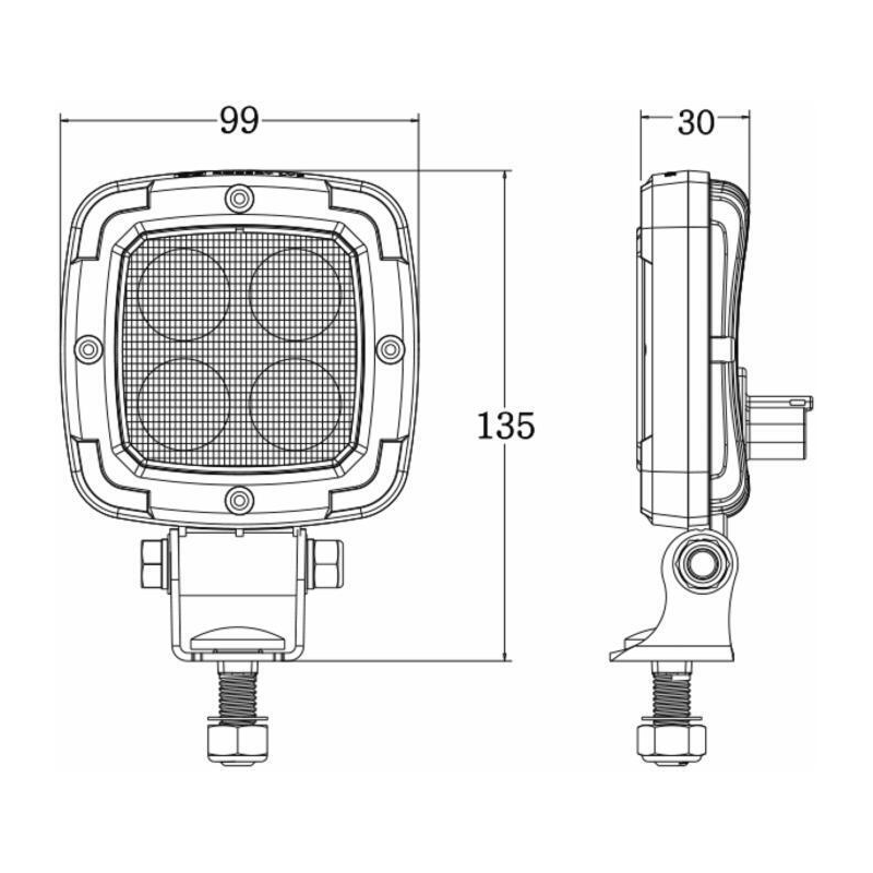 Faro lavoro quadrato a LED luce blu, 10-30V, 16W, 180LM, 4 LED, illuminazione base diserbo