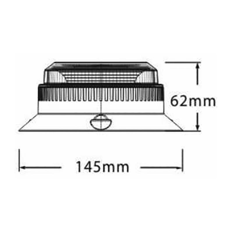 Lampeggiante a LED 12-24V, base piana, 30 LED, IP67