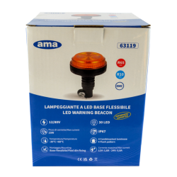 Lampeggiante a LED 12-24V, base ad asta flessibile, 30 LED, IP67
