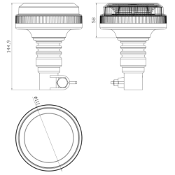 Lampeggiante a LED 12-24V, base ad asta flessibile, 30 LED, IP67