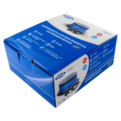 Lampeggiante con LED e calotta blu 12-24V, base magnetica, 18 LED, IP67.