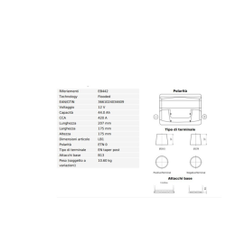 BATTERIA 44AH, 420A, 207x175x175MM, DX