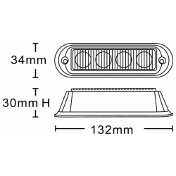 Luce di segnalazione 4 LED arancio, 12-24V, 12W, IP67