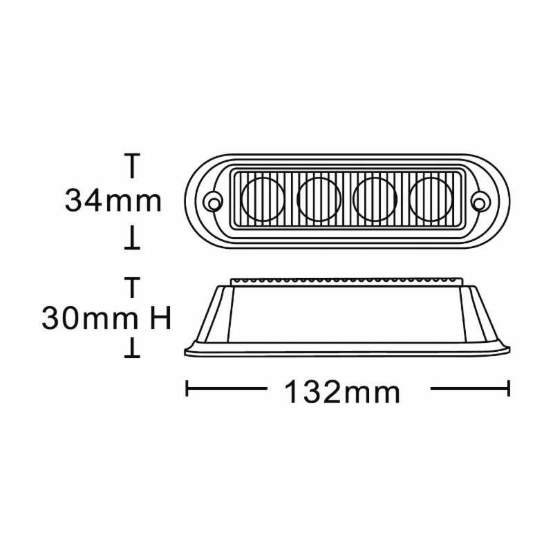 Luce di segnalazione 4 LED arancio, 12-24V, 12W, IP67
