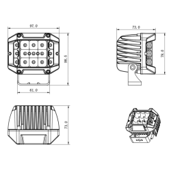 Faro da lavoro LED rettangolare, 10-30V, 2850LM, raggio COMBO