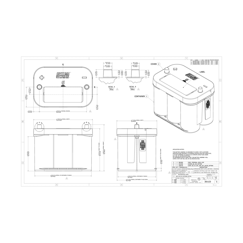 BATTERIA OPTIMA 12V 50AH SPUNTO 815A, 254X175C200MM SX, RT C 4,2