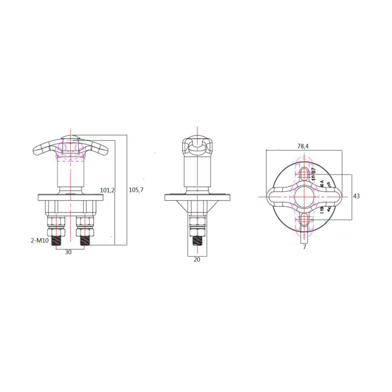 Interruttore staccabatteria 12-24V 150A