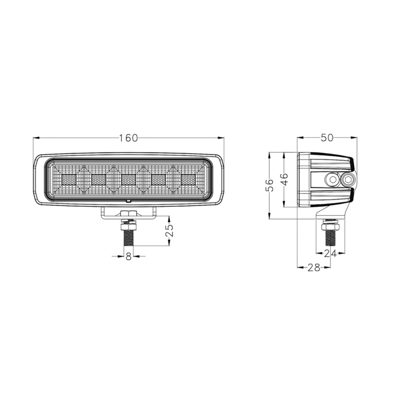 Faro lavoro LED 10-30V DC, 45W, 3465 LM ampio raggio
