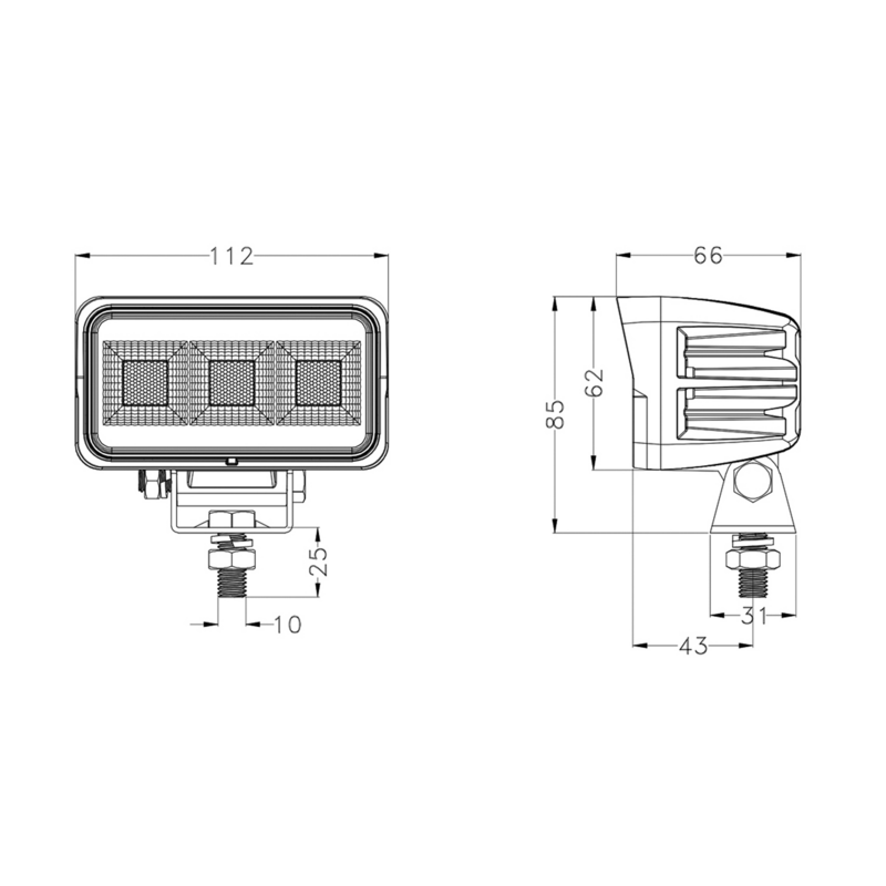 Faro lavoro LED 10-30V DC, 60W, 4620 LM. Fascio di luce ampio, 60 LED