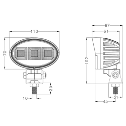 Faro lavoro LED 10-30V DC, 60W, 4620 LM. Fascio di luce ampio, 60 LED
