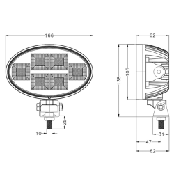 Faro lavoro LED 10-30V DC, 150W, 12000 LM. Fascio di luce ampio, 150 LED