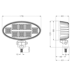Faro lavoro LED 10-30V DC, 160W, 12800 LM. Fascio di luce ampio, 160 LED