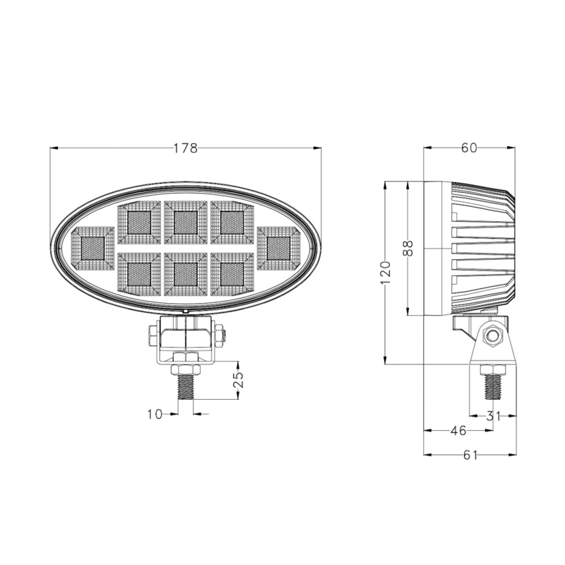 Faro lavoro LED 10-30V DC, 160W, 12800 LM. Fascio di luce ampio, 160 LED