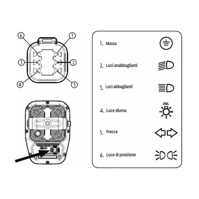 Fanale anteriore dx LED 12-24 V con freccia dinamica