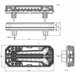 Fanale posteriore LED dx/sx 12-24V 235,6x40,4x103,6 mm con freccia dinamica