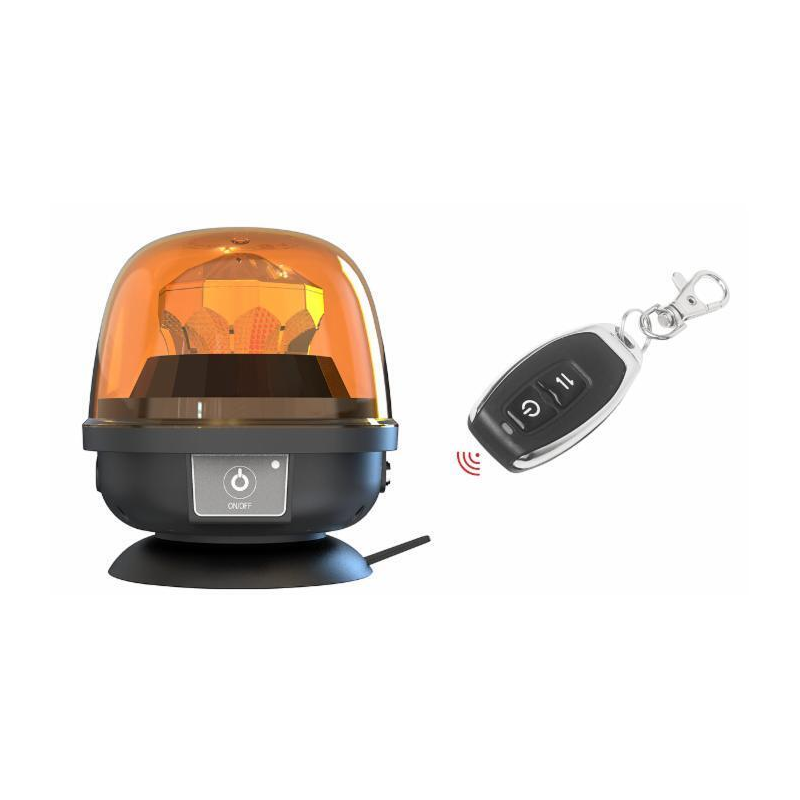 Lampeggiante LED magnetico a batteria e telecomando 12-24V, 22W, IP67, 10 LED. Autonomia batteria 6 ore