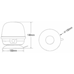 Lampeggiante LED magnetico a batteria e telecomando 12-24V, 22W, IP67, 10 LED. Autonomia batteria 6 ore