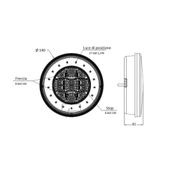 Fanale posteriore LED dx/sx 12-24V Ø 140mm