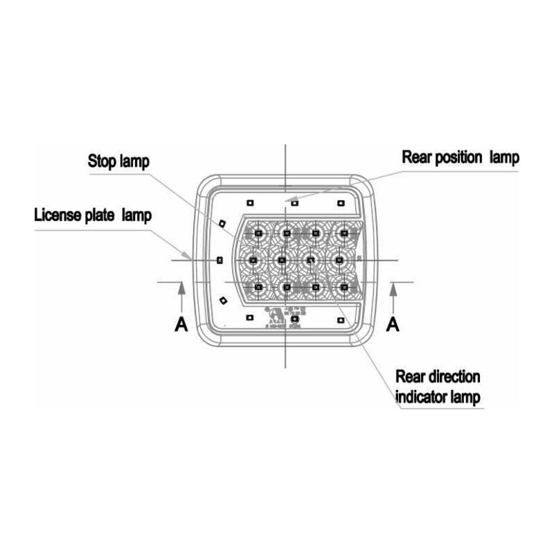 Fanale posteriore LED dx 12-24V, 106,5x35x98,8 mm