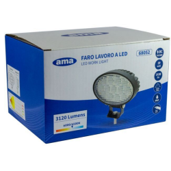 Faro lavoro led ovale 10-36V DC, 39W, 3120LM, 13 LED, raggio ampio/largo (90°)