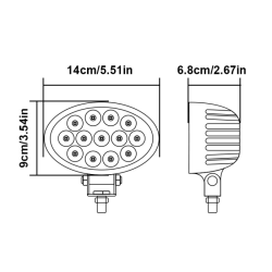 Faro lavoro led ovale 10-36V DC, 39W, 3120LM, 13 LED, raggio ampio/largo (90°)