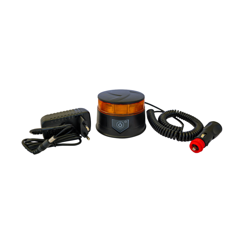 Lampeggiante magnetico LED a batteria 12-24V, 19W, IP67, 30 LED. Autonomia batteria 6,5 ore.
