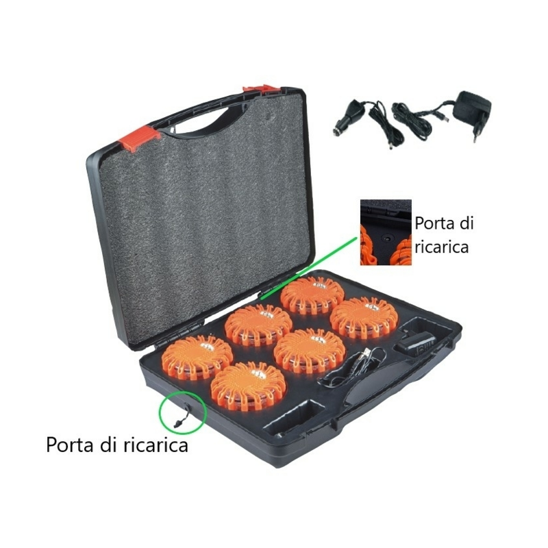 Set 6 luci di emergenza magnetici e appendibili a batteria ricaricabile